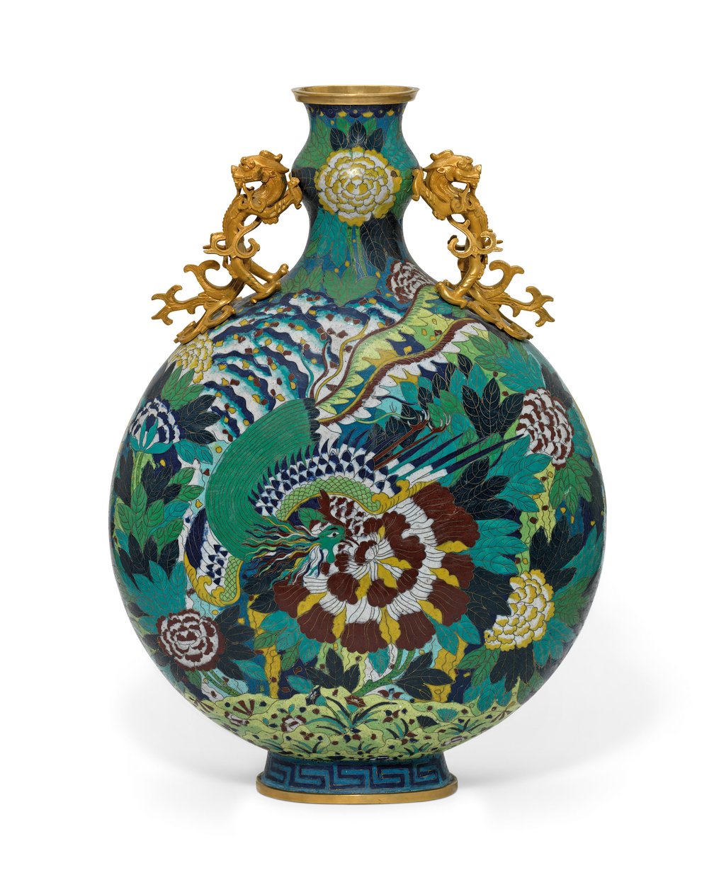 En stor Cloisonné emalj månflaska (emalj) av Qing Dynasty Chinese School