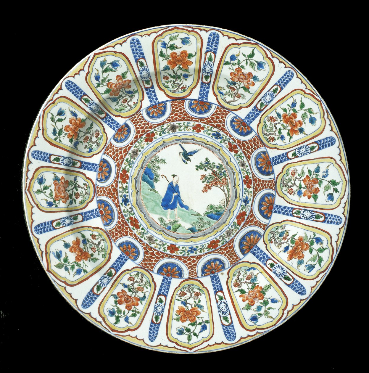 En stor verte Imari-fat, Kangxi-perioden, 1662-1722 (porslin) av Qing Dynasty Chinese School