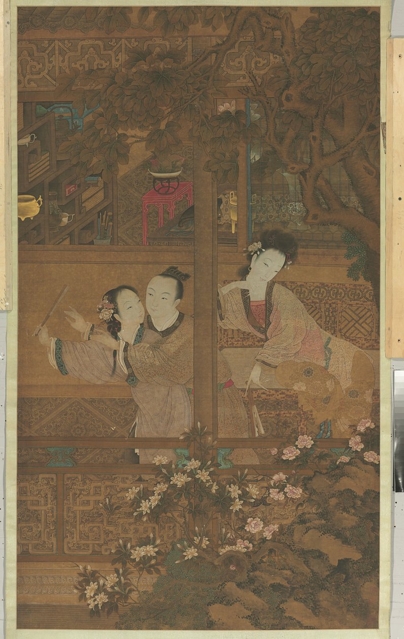 Dröm om den röda kammaren (hängande rulla, bläck och färg på siden) av Qing Dynasty Chinese School