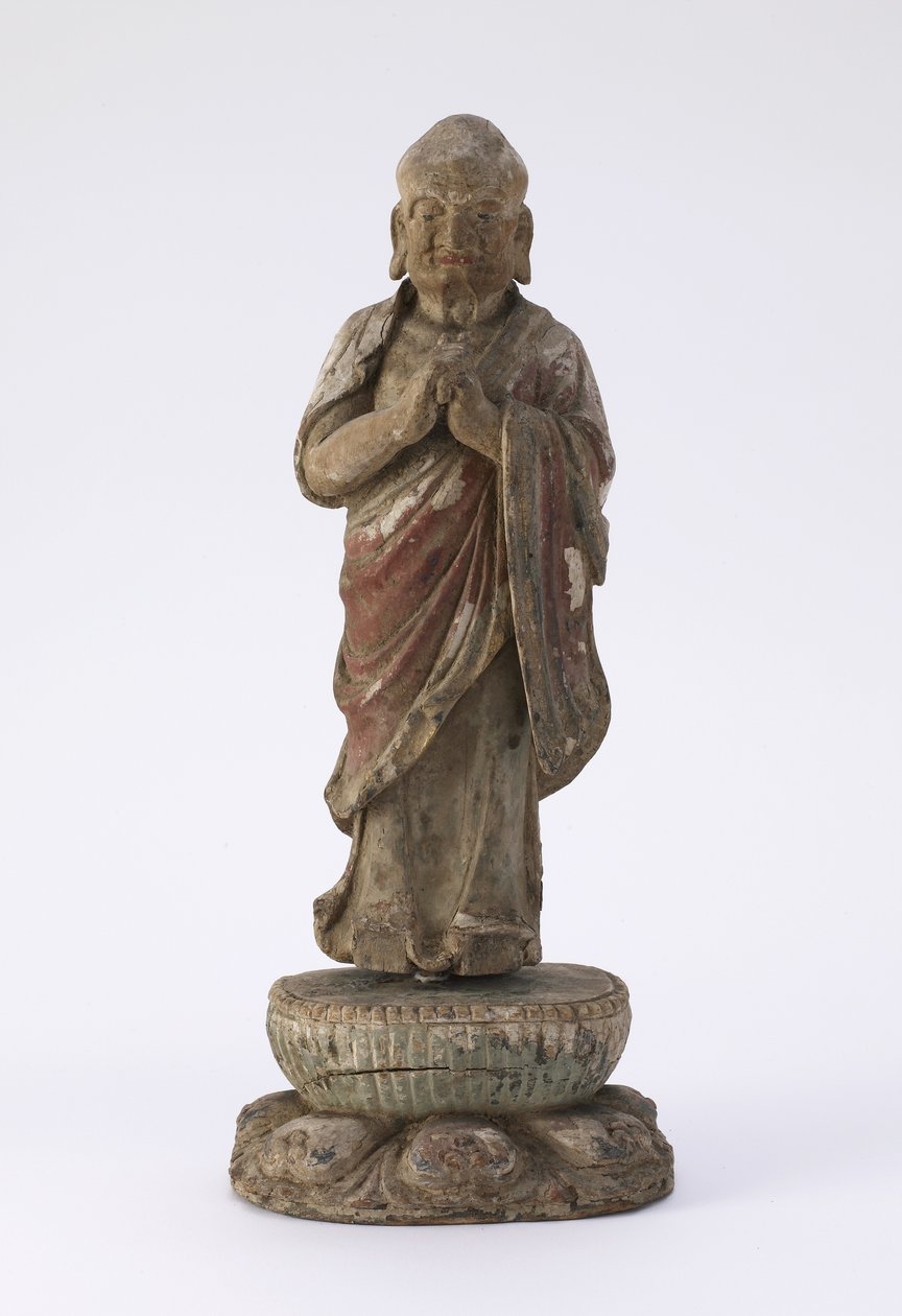 Figur av munken Ka-yeh (Kasyapa) (trä och gesso) av Qing Dynasty Chinese School