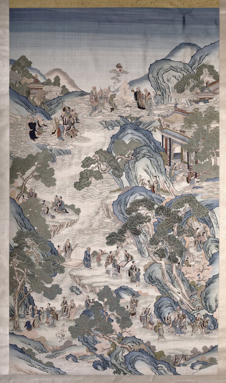 Samlingar av odödliga grupper, ca 1800 (textil) av Qing Dynasty Chinese School