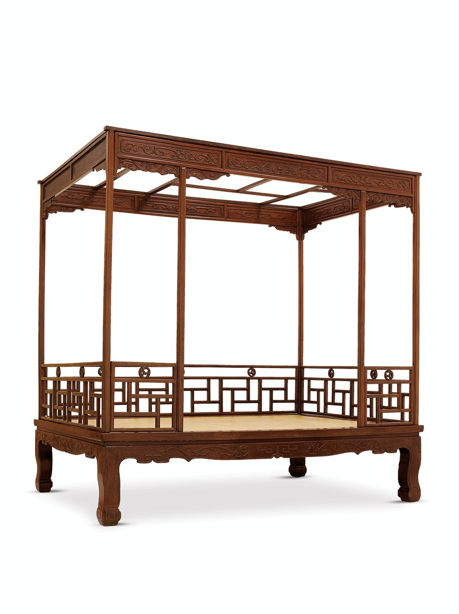 Huanghuali himmelssäng med sex stolpar, Jiazichuang Qing-dynastin (trä) (se även 469035) av Qing Dynasty Chinese School