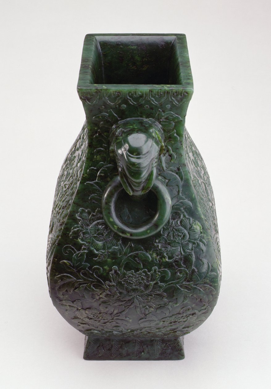 Chombo cha Imperial cha Umbo la Bronze Fang Hu, Kipindi cha Qianlong (1736-96) (jade)swed av Qing Dynasty Chinese School