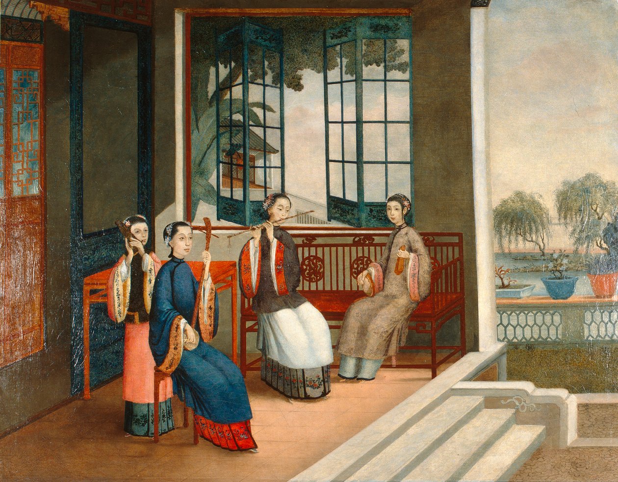 Musikanter, ca 1800 (olja på duk) av Qing Dynasty Chinese School