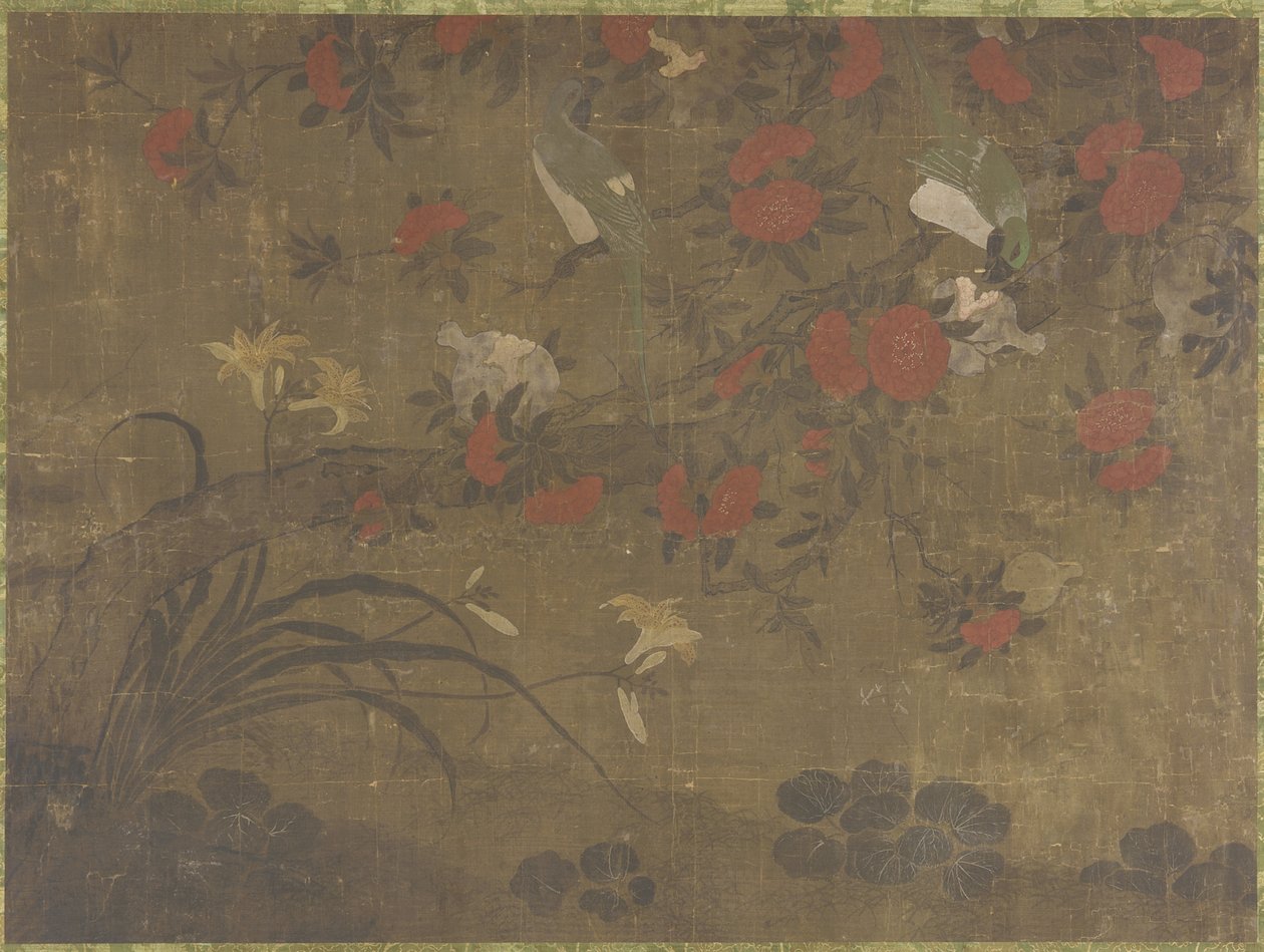 Papegojor som äter granatäpplen, 1600-1700-talet av Qing Dynasty Chinese School
