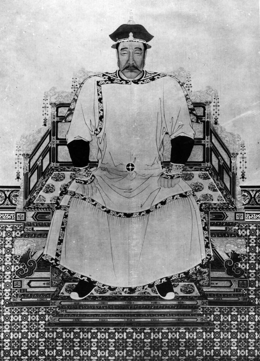 Porträtt av Hong Taiji (bläck på papper) av Qing Dynasty Chinese School