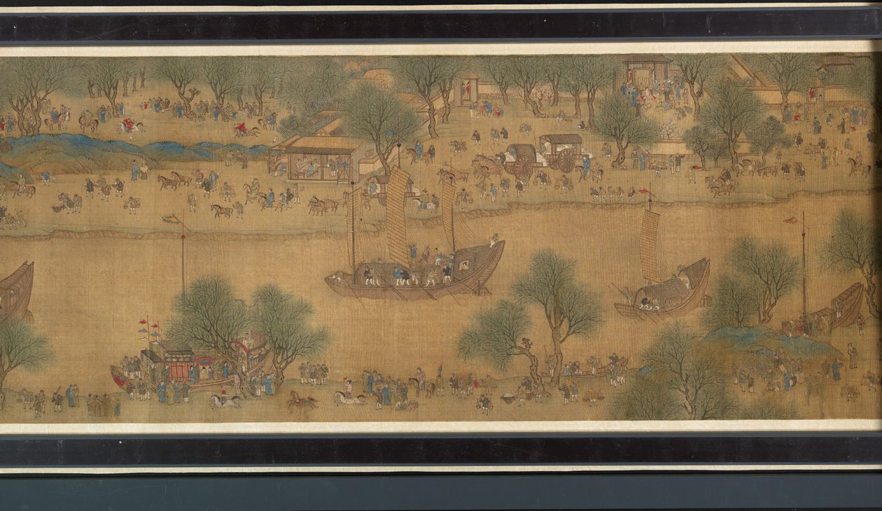 Vårfest på floden (detalj), handcroll av Qing Dynasty Chinese School