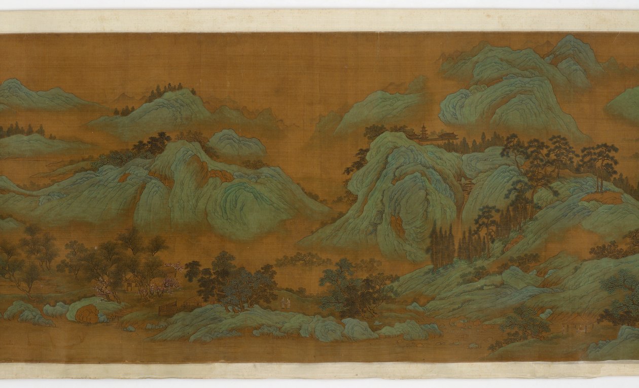 Springtime Mountains, 1644-1911 (bläck & färg på siden) av Qing Dynasty Chinese School