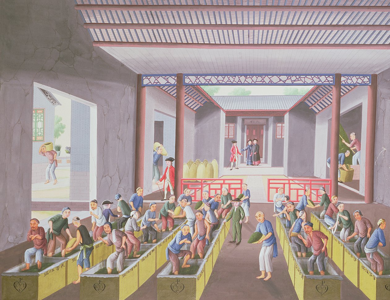 Tetillverkning, från ett album med 23 målningar, ca 1790 (färg på papper) av Qing Dynasty Chinese School