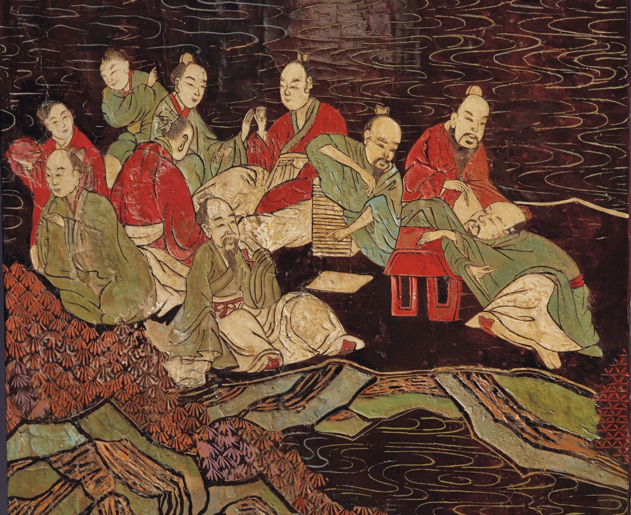 Tolvfaldig coromandelskärm, 1700-tal av Qing Dynasty Chinese School