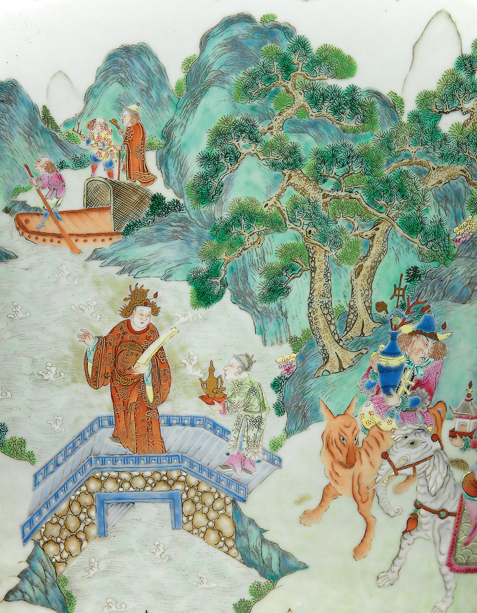 Detalj från en av ett par Imperial Famille Rose-vaser (keramik) av Qing Dynasty - Jiaqing Period Chinese School