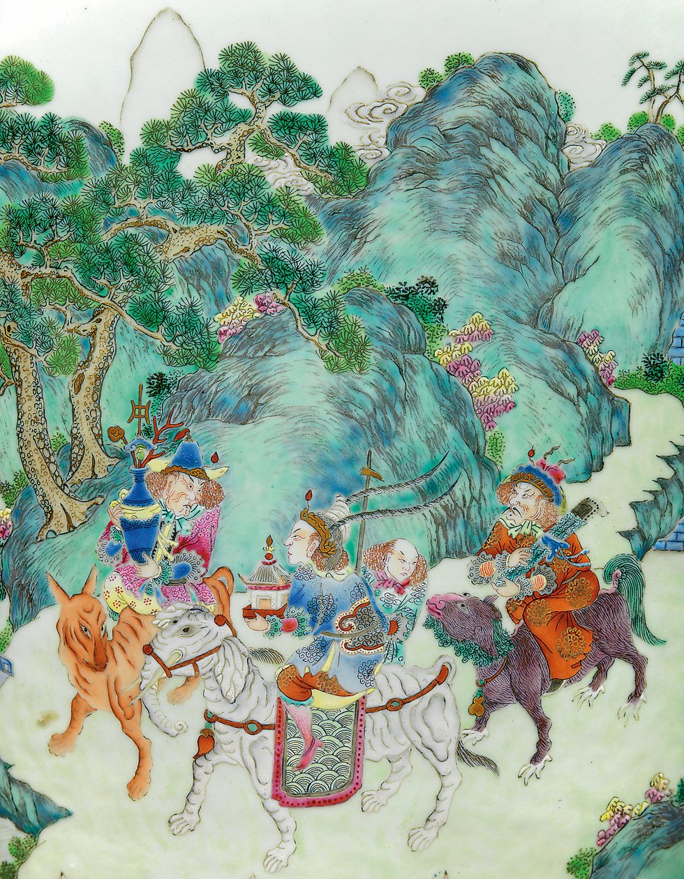 Detalj från en av ett par Imperial Famille Rose-vaser (keramik) av Qing Dynasty   Jiaqing Period Chinese School