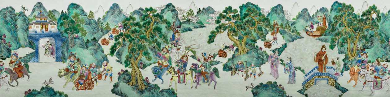 Detalj från en av ett par Imperial Famille Rose-vaser (keramik) av Qing Dynasty   Jiaqing Period Chinese School