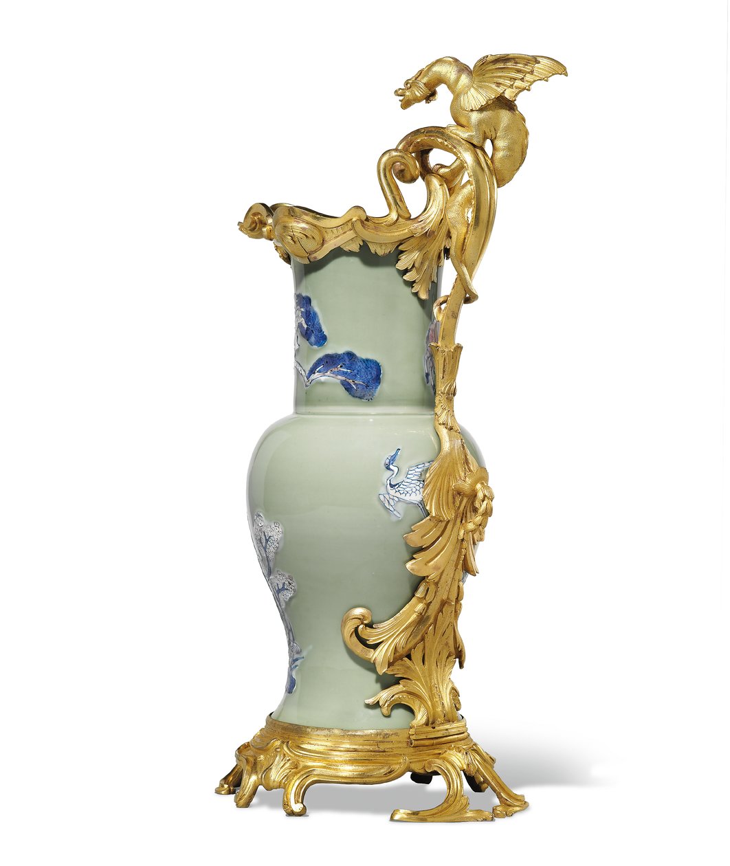 En av ett par Ludvig XV ewers, porslin 1662-1722, fästen ca 1745-49 av Qing Dynasty   Kangxi Period Chinese