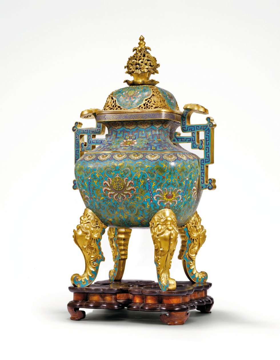 Stort kejserligt rökkärl med Cloisonne-emalj och Ruyi-handtag av Qing Dynasty   Qianlong Period Chinese School