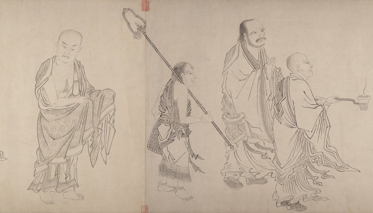 The Sexteen Luohans, 1500-talet. av Qiu Ying