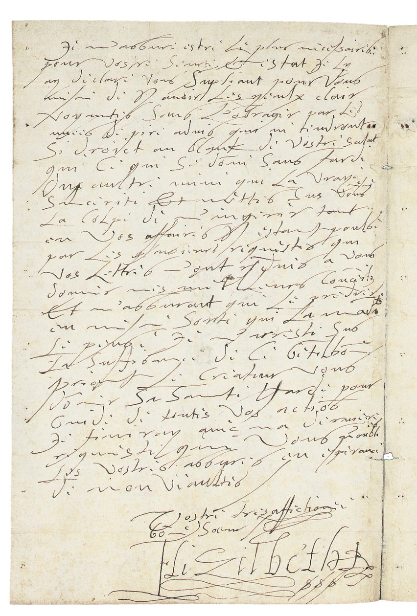 Brev på franska från Elizabeth I av England till Henri IV av Frankrike, c.1596 av Queen Elizabeth I of England and