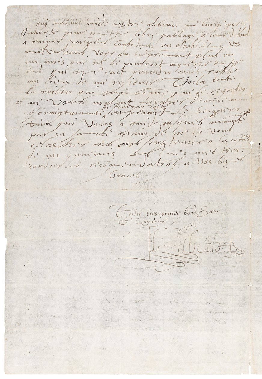 Brev på franska från Elizabeth I av England till Henrik av Navarra, senare Henrik IV av Frankrike, c.1585 av Queen Elizabeth I of England and