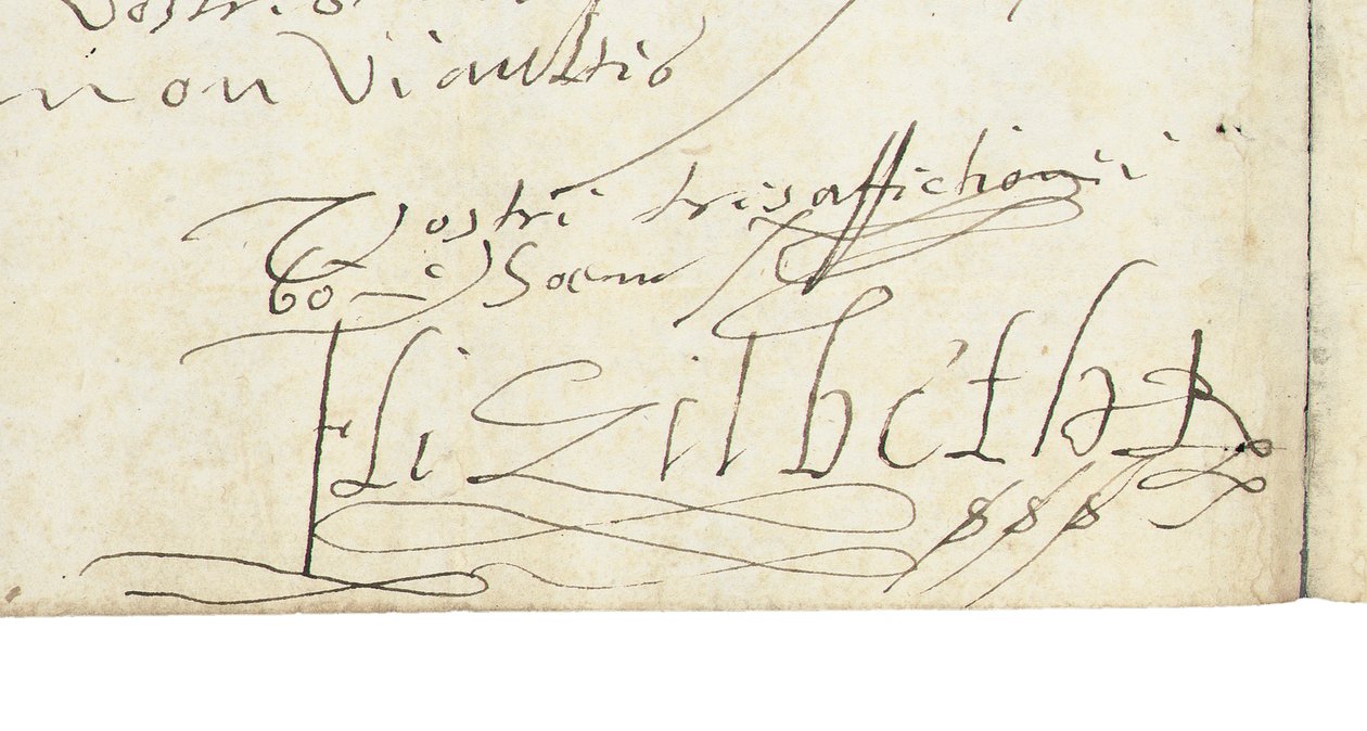 Underskrift på ett brev från Elizabeth I av England till Henri IV av Frankrike, c.1596 av Queen Elizabeth I of England and