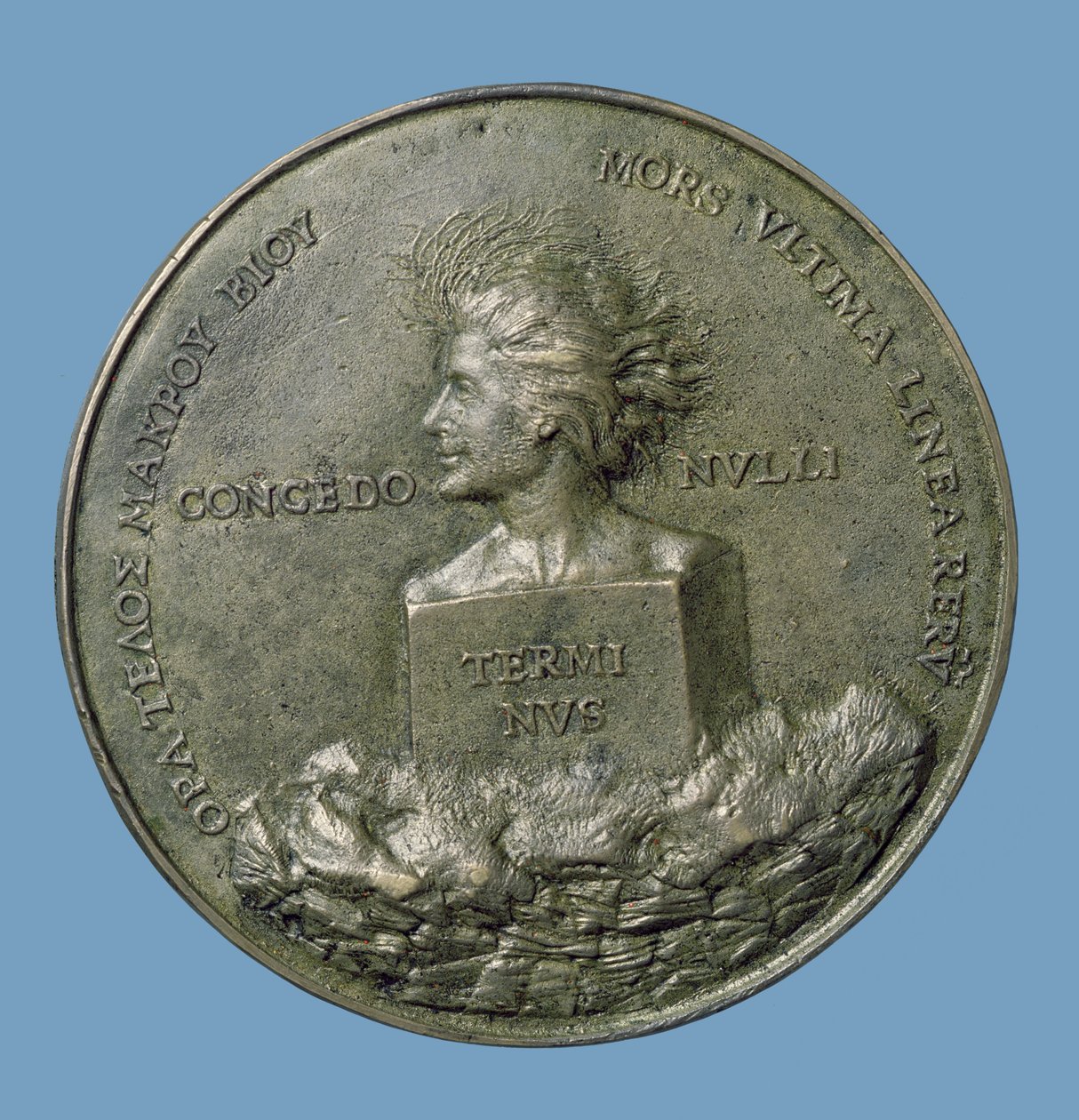 Porträttmedaljong av Erasmus (14656-1530), baksidan föreställer ett huvud av Terminus, 1519 (brons) (baksida) av Quentin Massys or Metsys