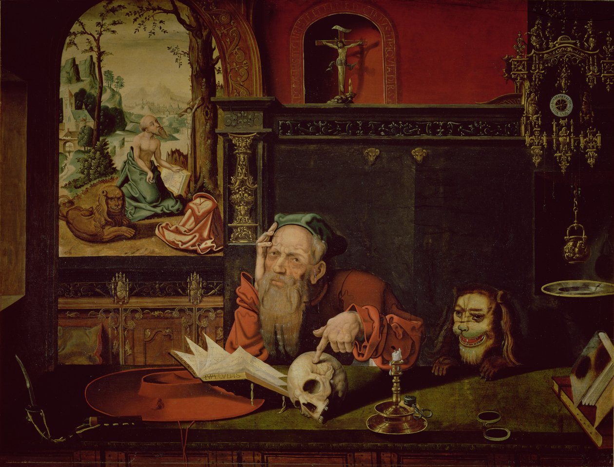 Den helige Hieronymus meditation av Quentin Massys or Metsys
