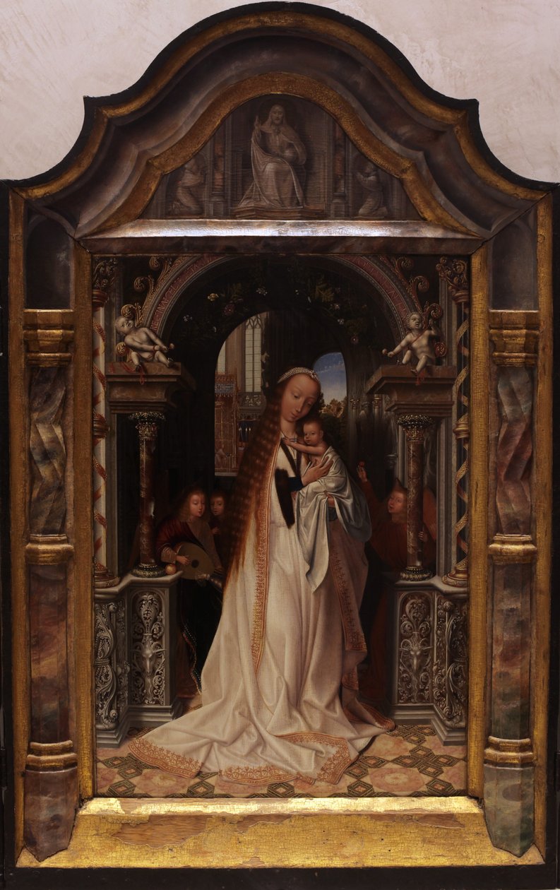 die Jungfrau mit dem Kind, umgeben von Engeln av Quentin Matsys