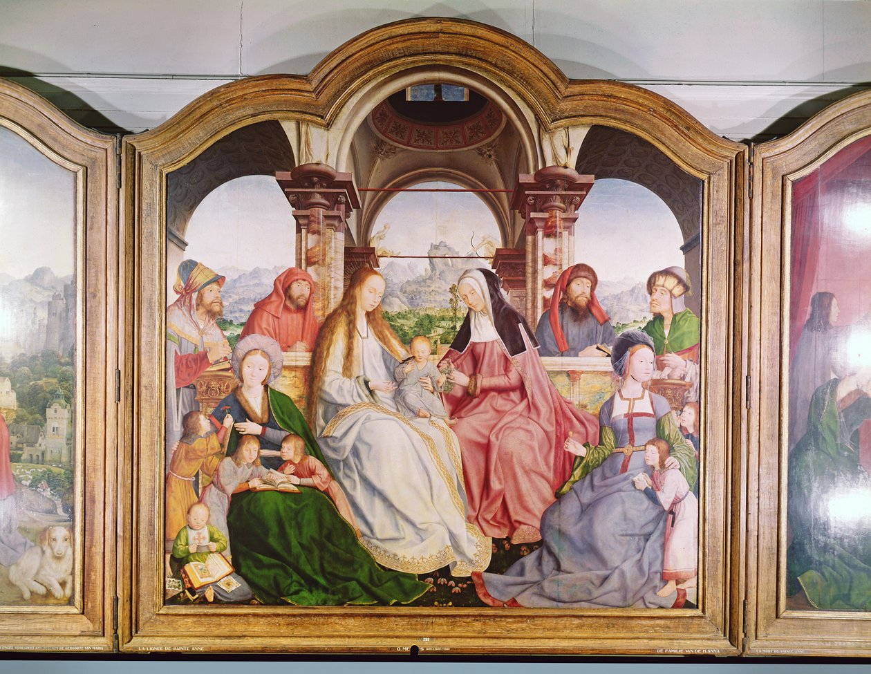 Den heliga släktskapet, eller St. Annes altartavla, detalj på centralpanelen, 1509 av Quentin Massys or Metsys