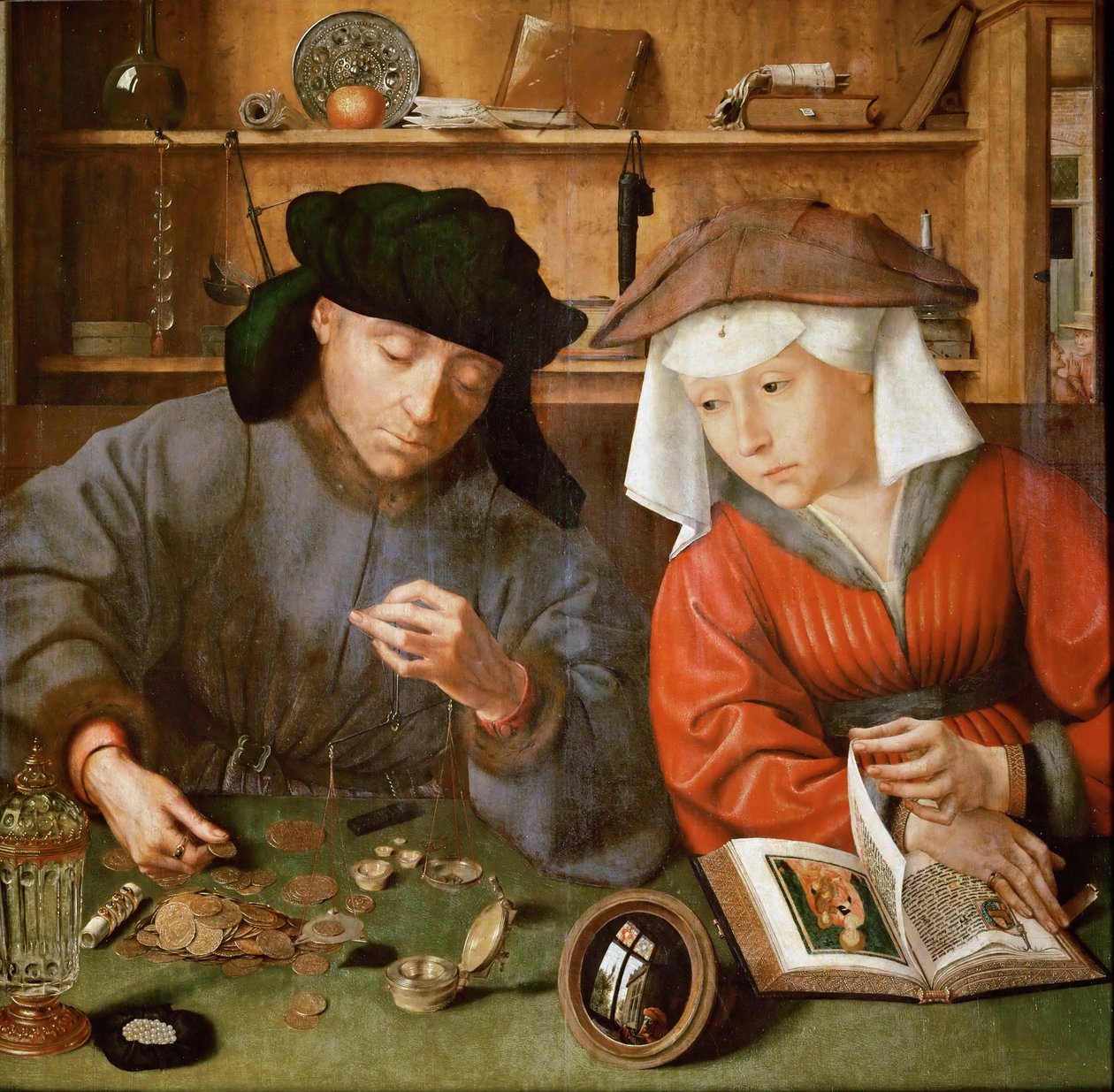 Pengaläggaren och hans fru av Quentin Massys or Metsys