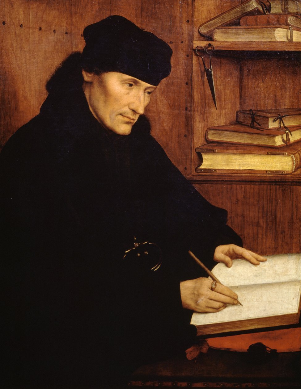Porträtt av Erasmus av Rotterdam (1466-1469 - 1536), holländsk teolog och humanist av Quentin Metsys