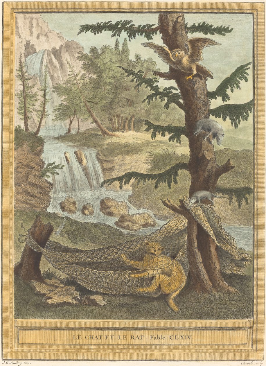 Le chat et le rat (Katten och råttan) av Quentin Pierre Chedel after Jean Baptiste Oudry