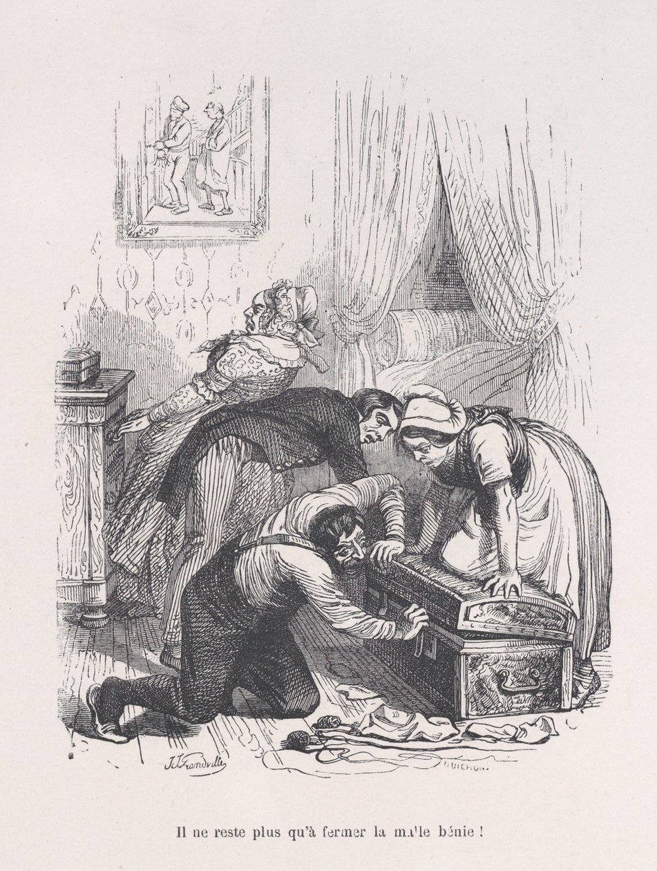 Allt som återstår är att stänga den välsignade stammen! från Människolivets små elände, 1843. av Quichon