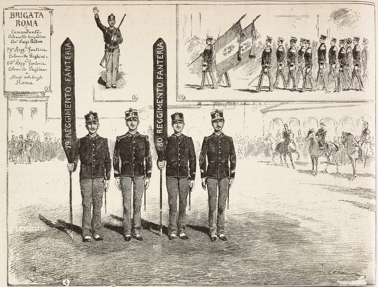 Inspektion av brigaden romer från den italienska armén, 16 mars av Quinto Cenni