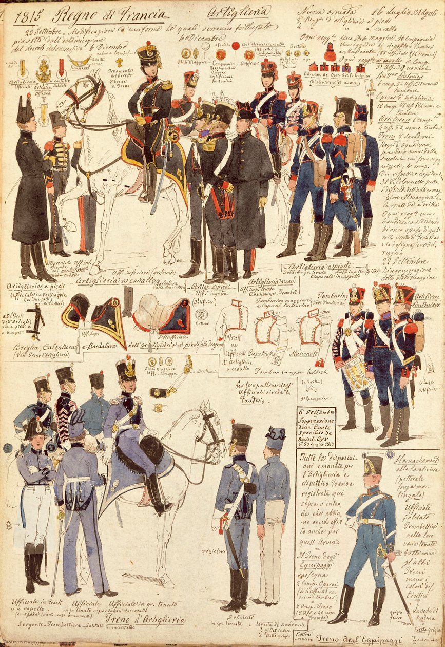 Uniforms of Artillery of Kingdom of France, av Quinto Cenni, färgplatta av Quinto Cenni