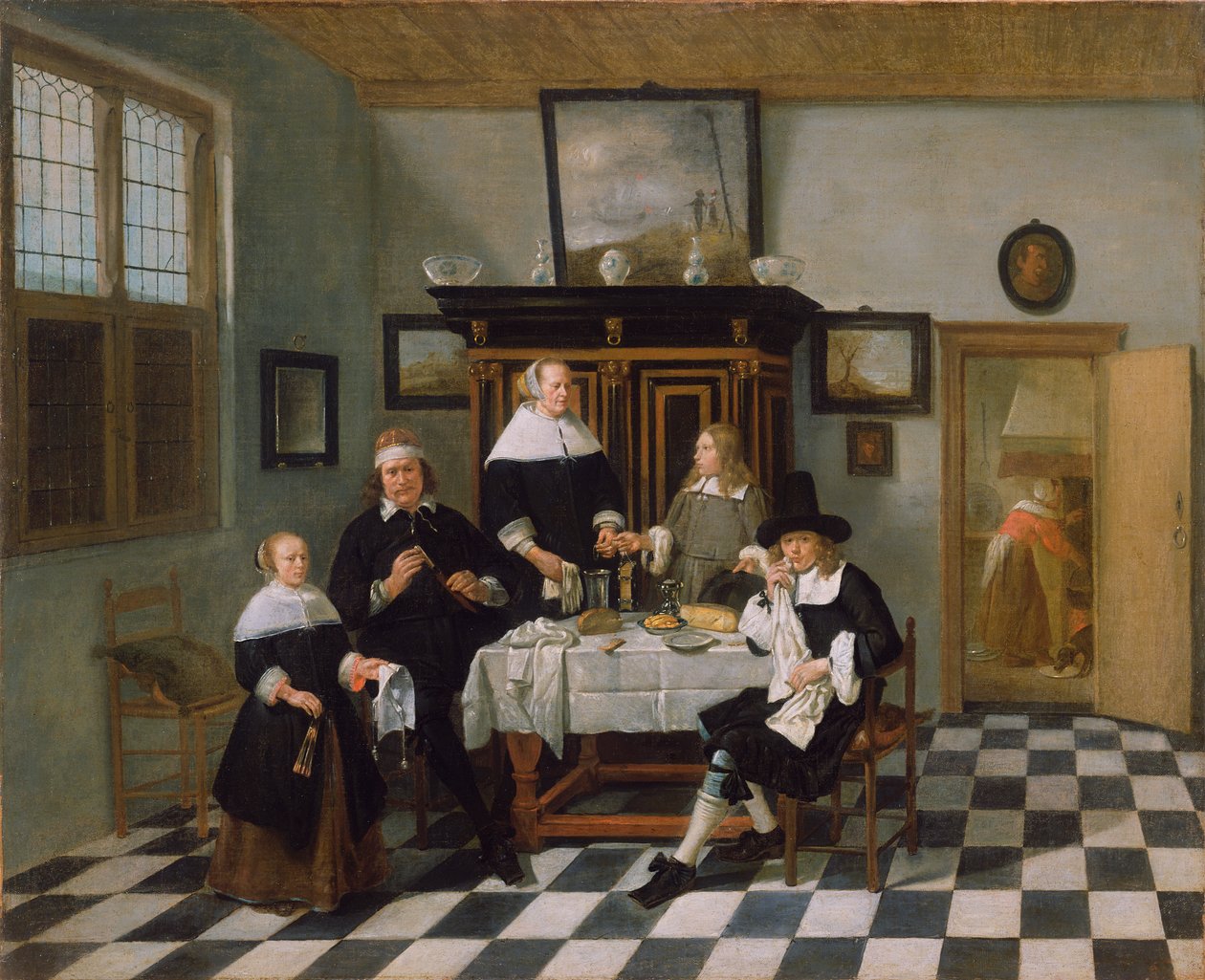 Familjegrupp vid middagsbordet, ca 1658-60 av Quiringh Van Brekelenkam