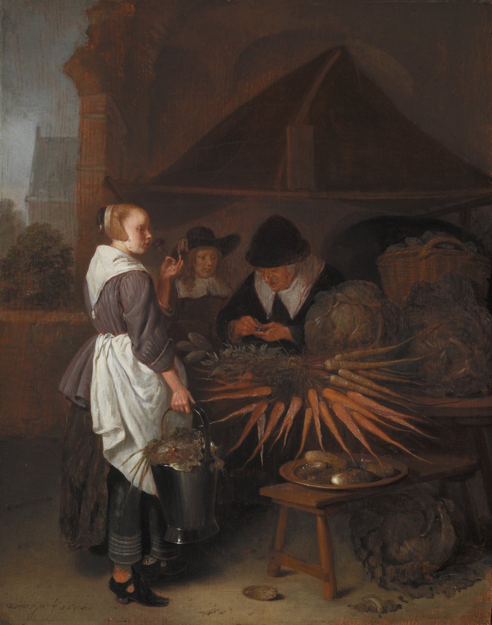 The Vegetable Stall, 1665 (olja på ekpanel) av Quiringh Van Brekelenkam