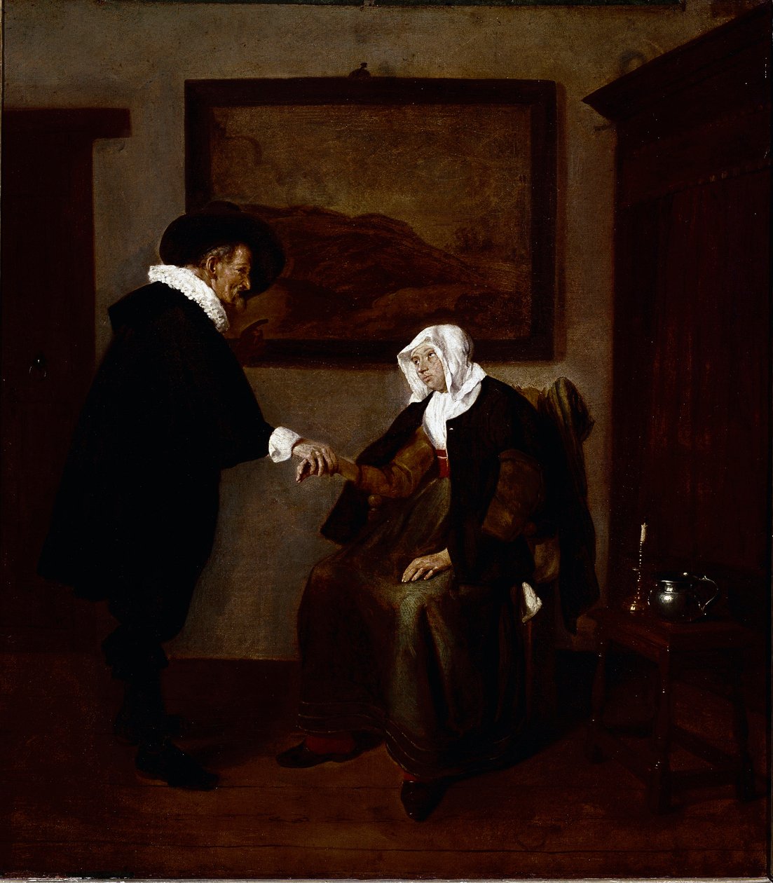 Läkarbesöket (olja på duk, ca 1655) av Quiringh Gerritsz. van Brekelenkam