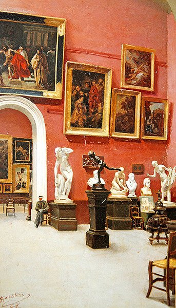 Interiör av ett museum av R. Courtois