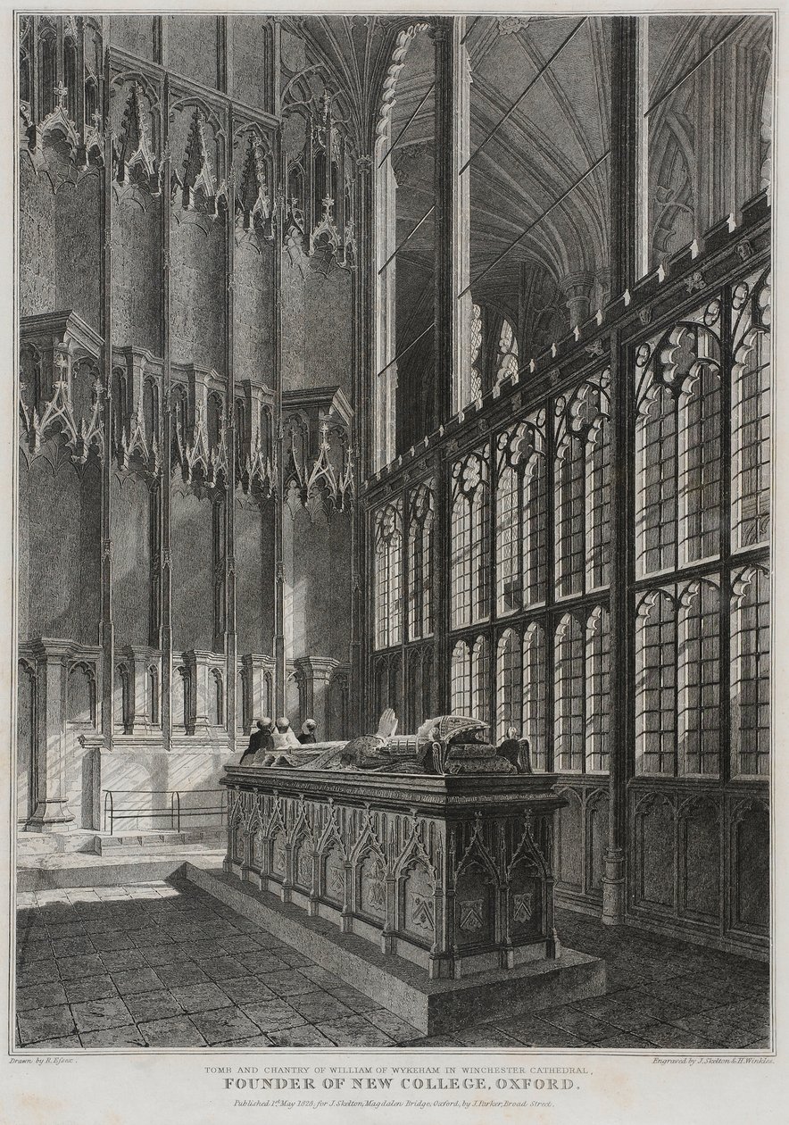 Tomb and Chantry of William Wykeham i Winchester Cathedral, graverad av J. Skelton och H. Winkles, 1828 av R. Essex