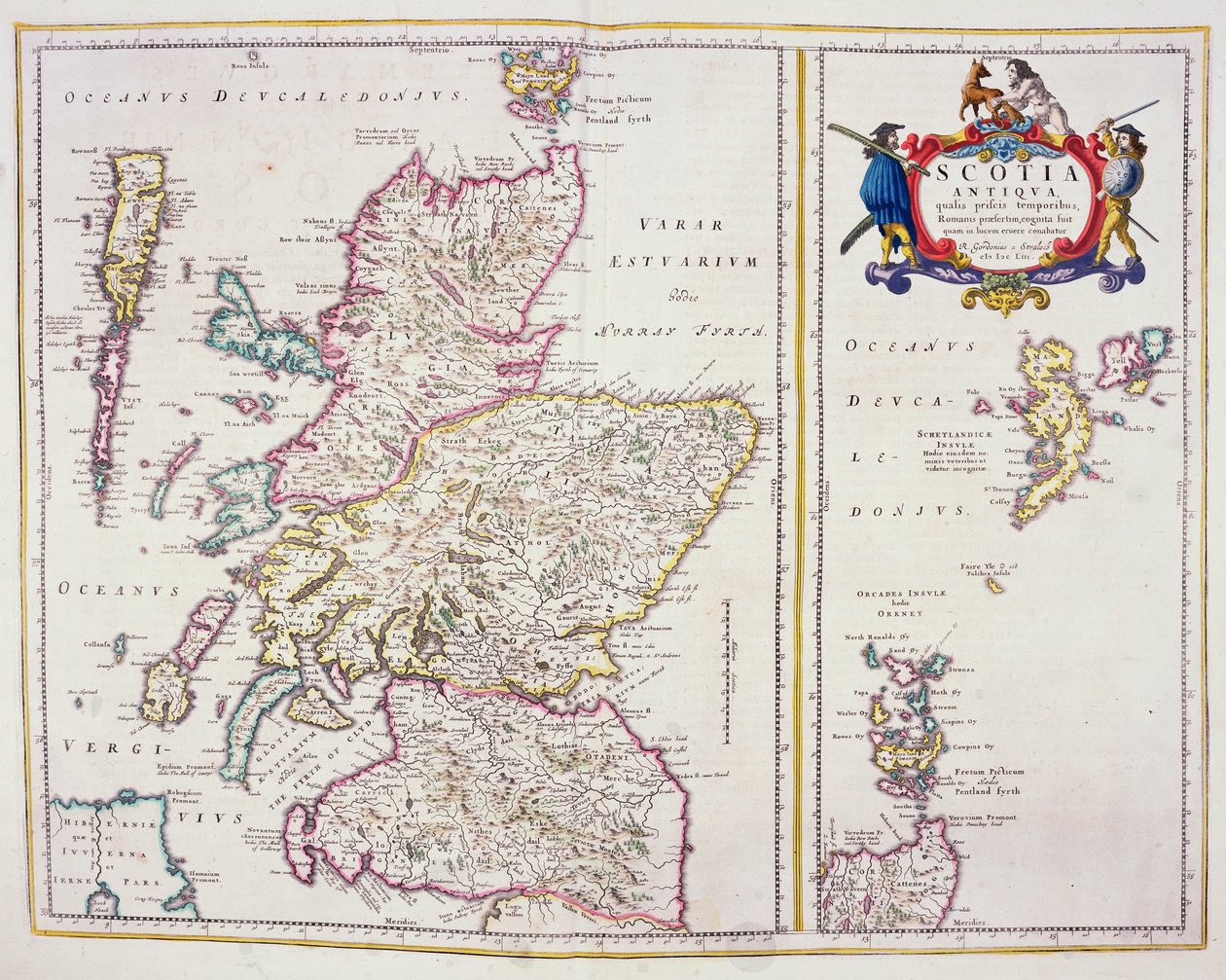 Karta över Skottland, ca 1700 av R. Gordon
