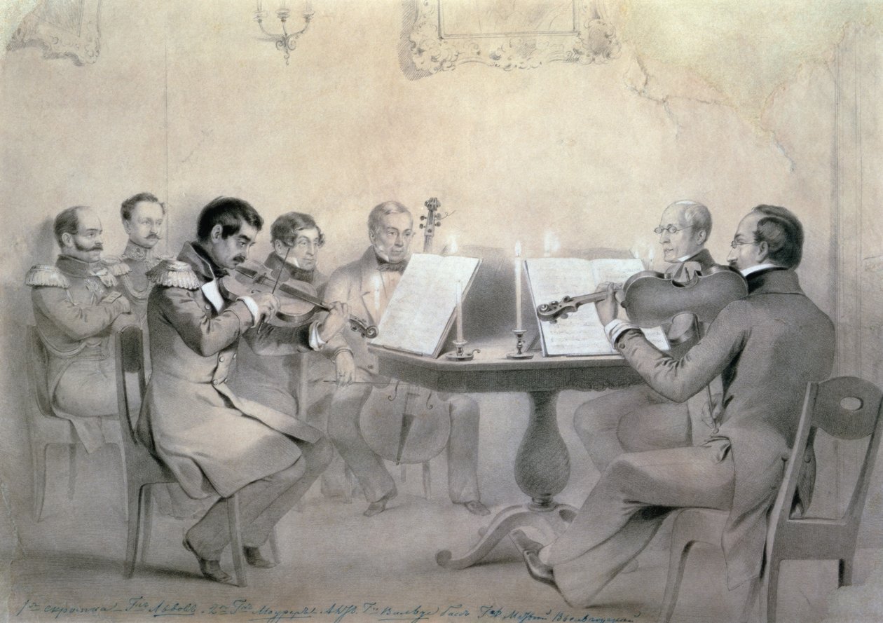 Kvartett av kompositören greve A. F. Lvov, 1840 av R. Rorbach