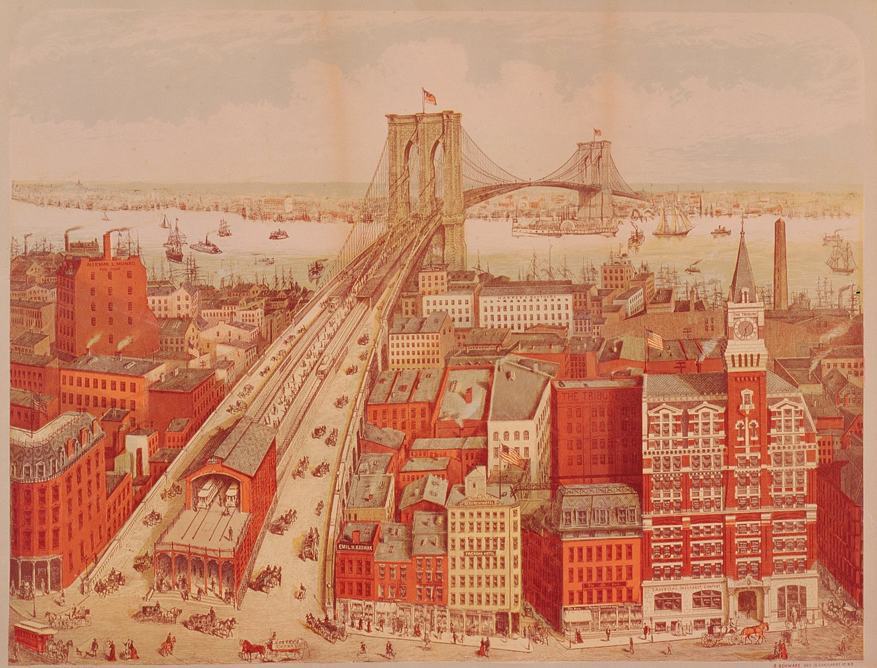 Brooklyn Bridge, c.1883 swed av R. Schwarz
