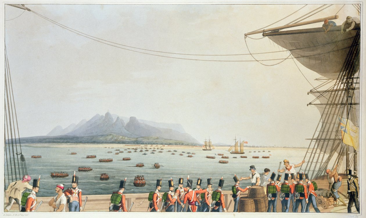 Mtazamo kutoka kwa sitaha ya Usafiri wa Upton Castle, ya Kutua kwa Jeshi la Uingereza, tarehe 29 Novemba 1810, kutoka 