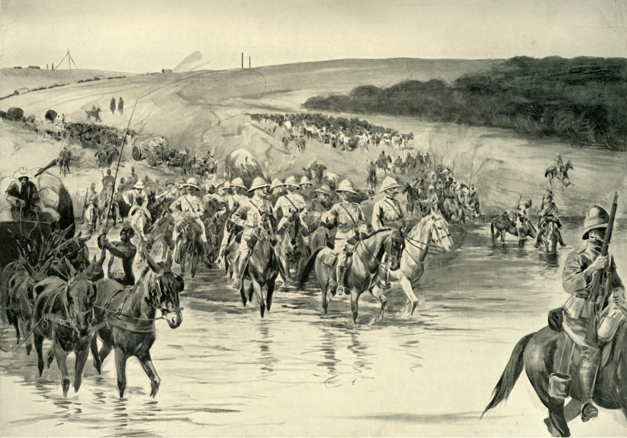 "Lord Roberts och hans armé korsar Wall River", 1901. av RM Paxton
