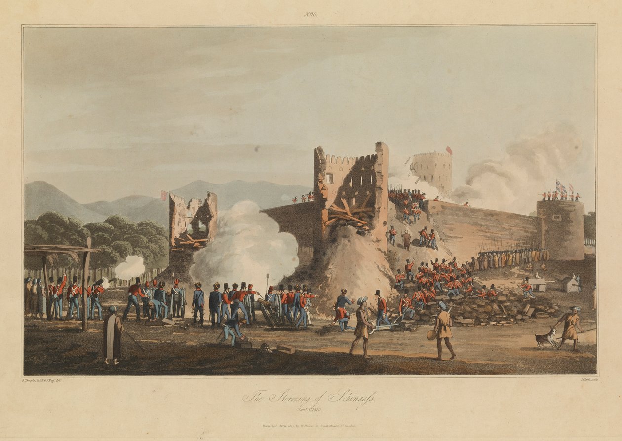 Sexton vyer över plogarna i Persiska vikens styrkor mot de arabiska piraterna av R. (after) Temple