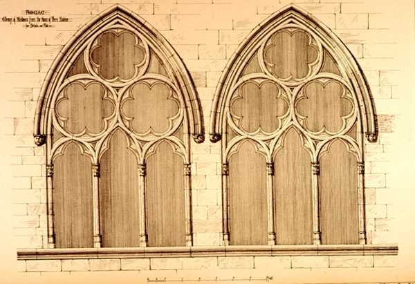 Grupp av fönster från huset av Pierre Raleine, Figeac, Frankrike, från "Exempel på den kommunala, kommersiella och gatuarkitektur i Frankrike och Italien från 1100- till 1400-talet", publ. av W.Mackenzie av R. Anderson