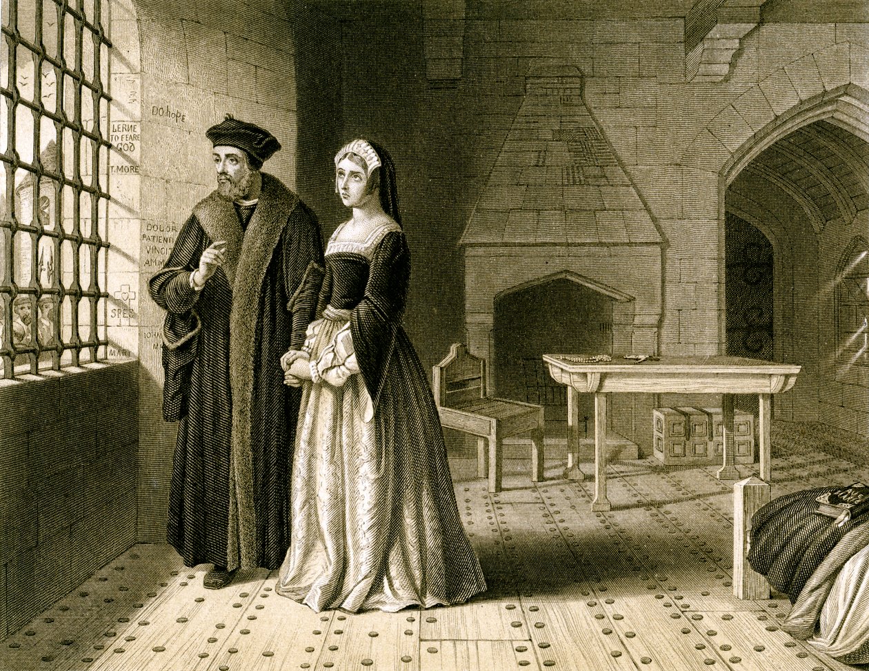 Sir Thomas More 1478-1535 och hans dotter Margaret, 1800-talet. av R Anderson