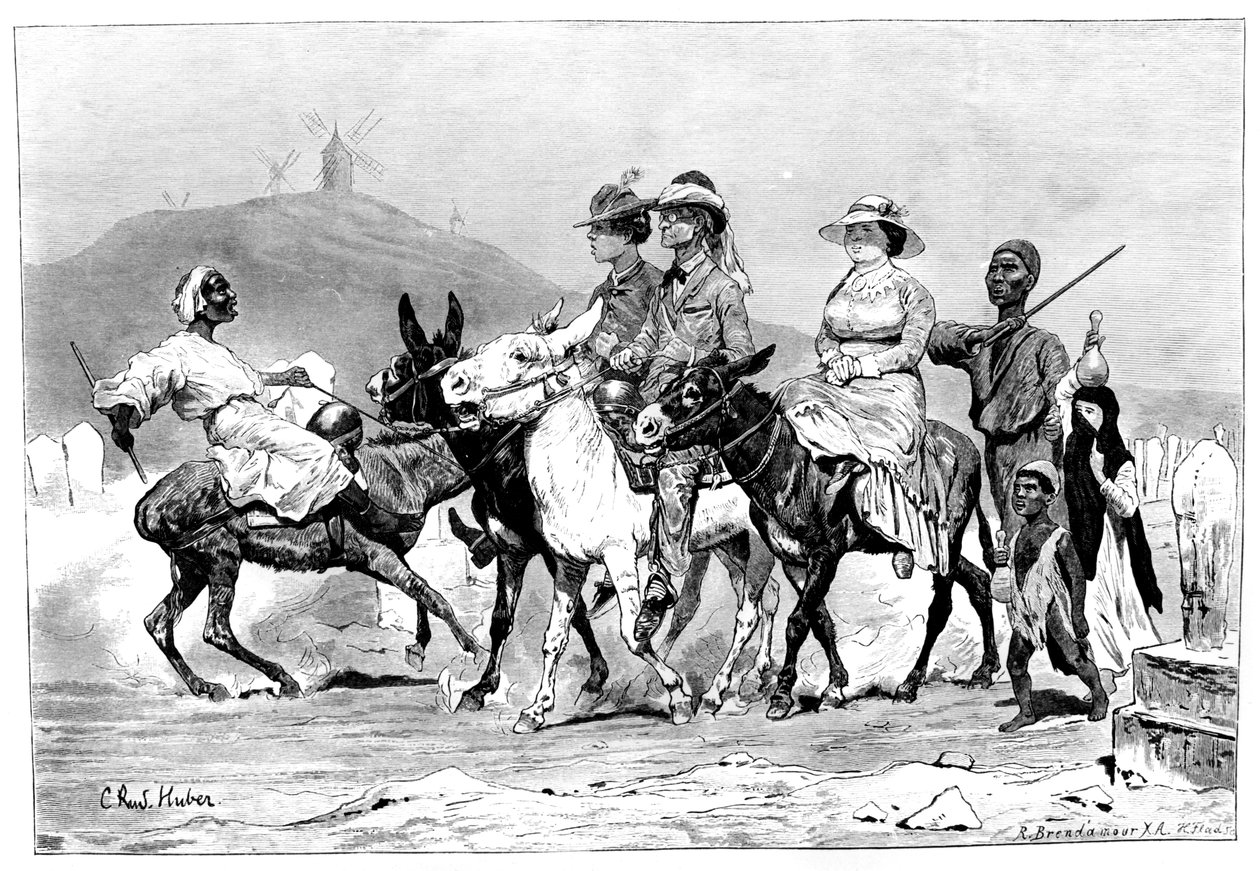 A Band of Tourists, Egypten, 1881 av R. Brandamour