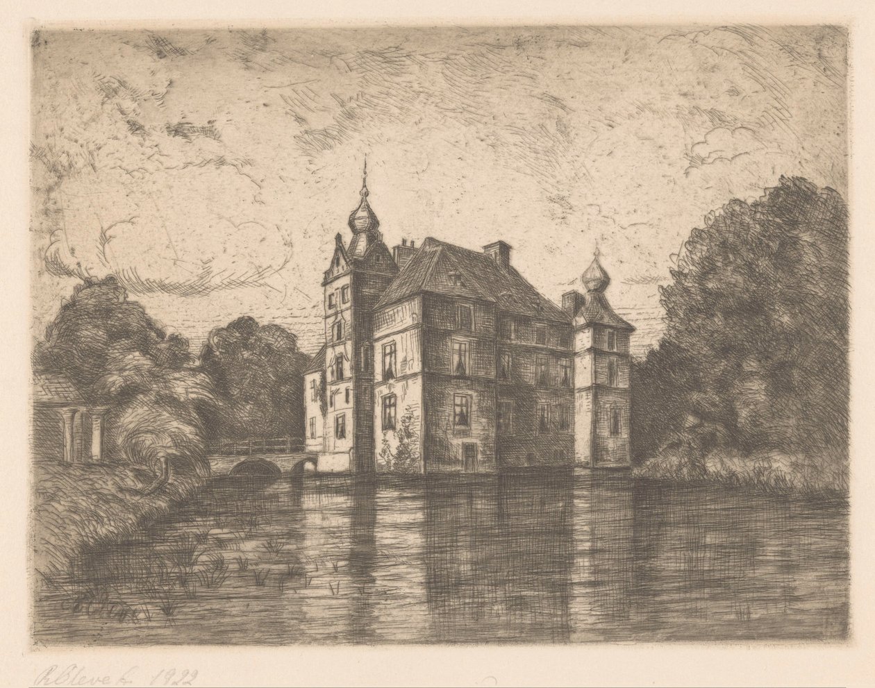 Castle De Cannenburgh (originaltitel på objektet) av R. Cleve (signed by artist)