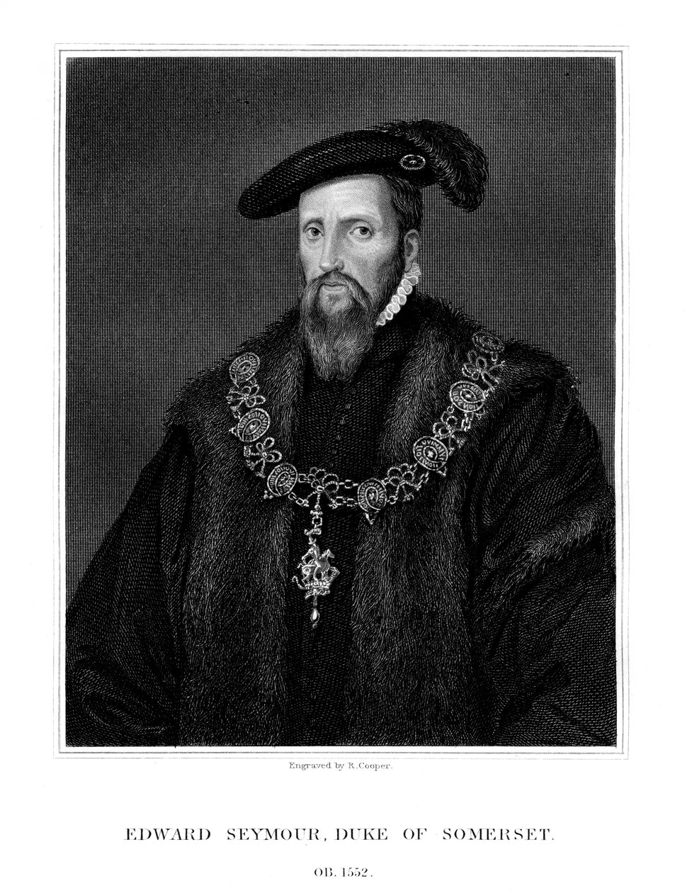 Edward Seymour, 1:e hertig av Somerset, Lord Protector av England, 1823. av R. Cooper
