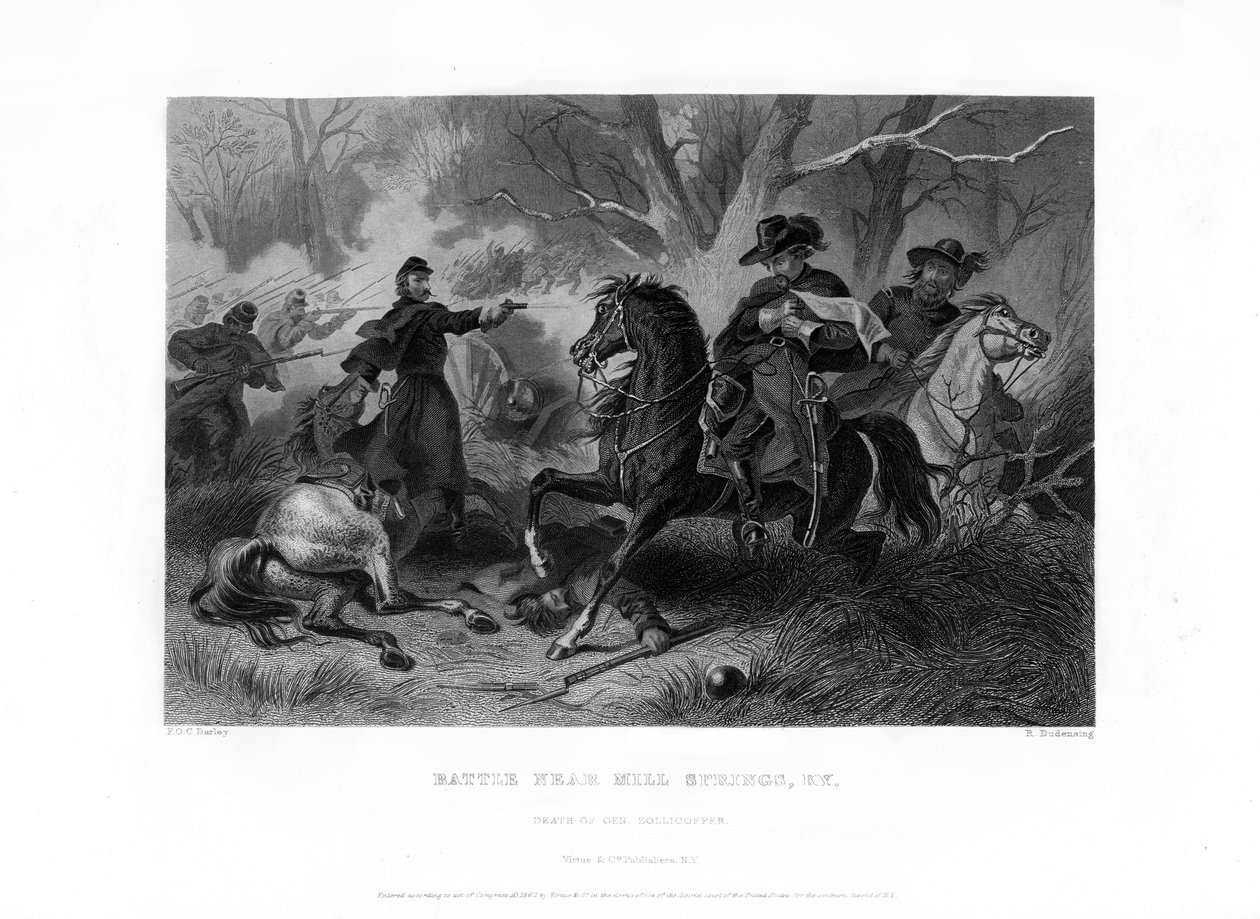 General Felix Zollicoffers död, slaget vid Mill Springs, Kentucky, 19 januari 1862, 1862-1867. av R. Dudensing